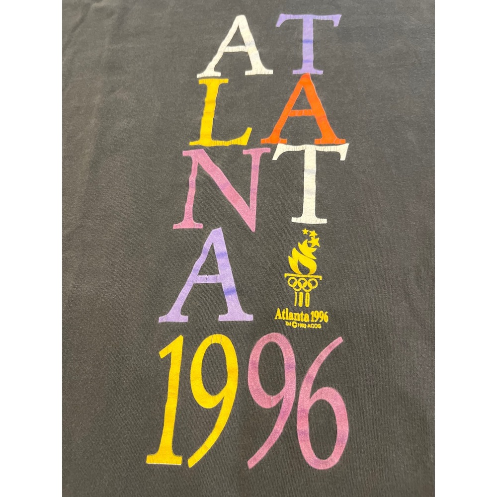 Vintage Hanes Beefy-T Atlanta 1996 Olympic Games Shirt Mens XL Black Single Stit
